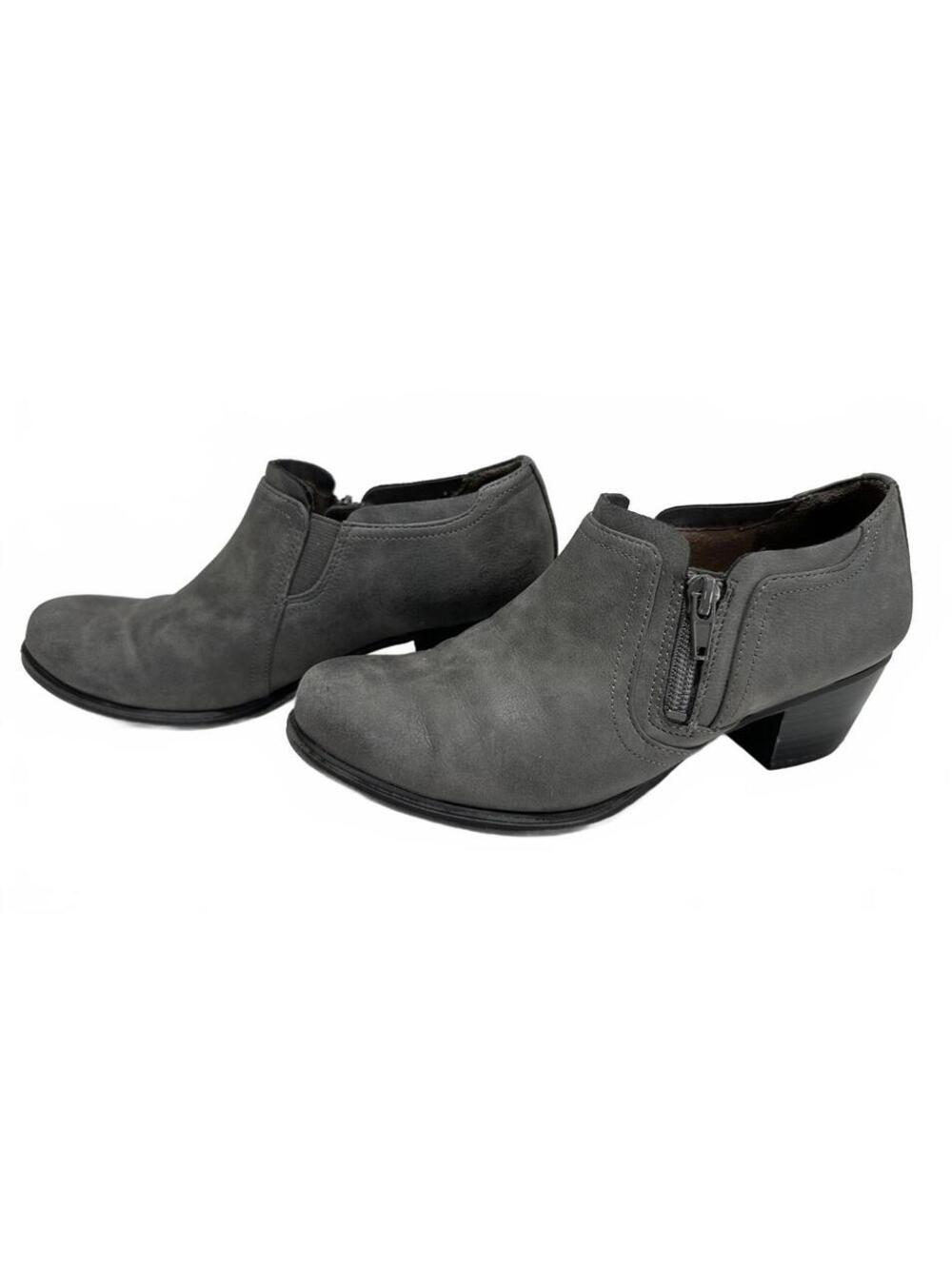 Natural Soul All Thru Comfort Gray Low Heel Ankle Boots with Side Zipper Size 6